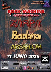 Rock Machine deleitará a los amantes del heavy metal con conciertos de Zarpa, Badana y Absolom, junto a la selección musical de Txus Tankian
