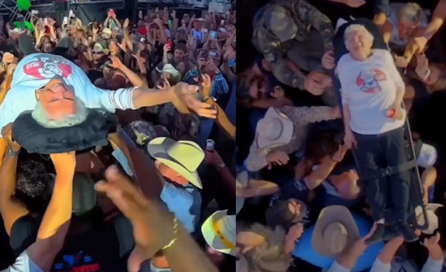 Una abuelita de 99 años se convierte en la persona con mayor edad en hacer crowdsurfing